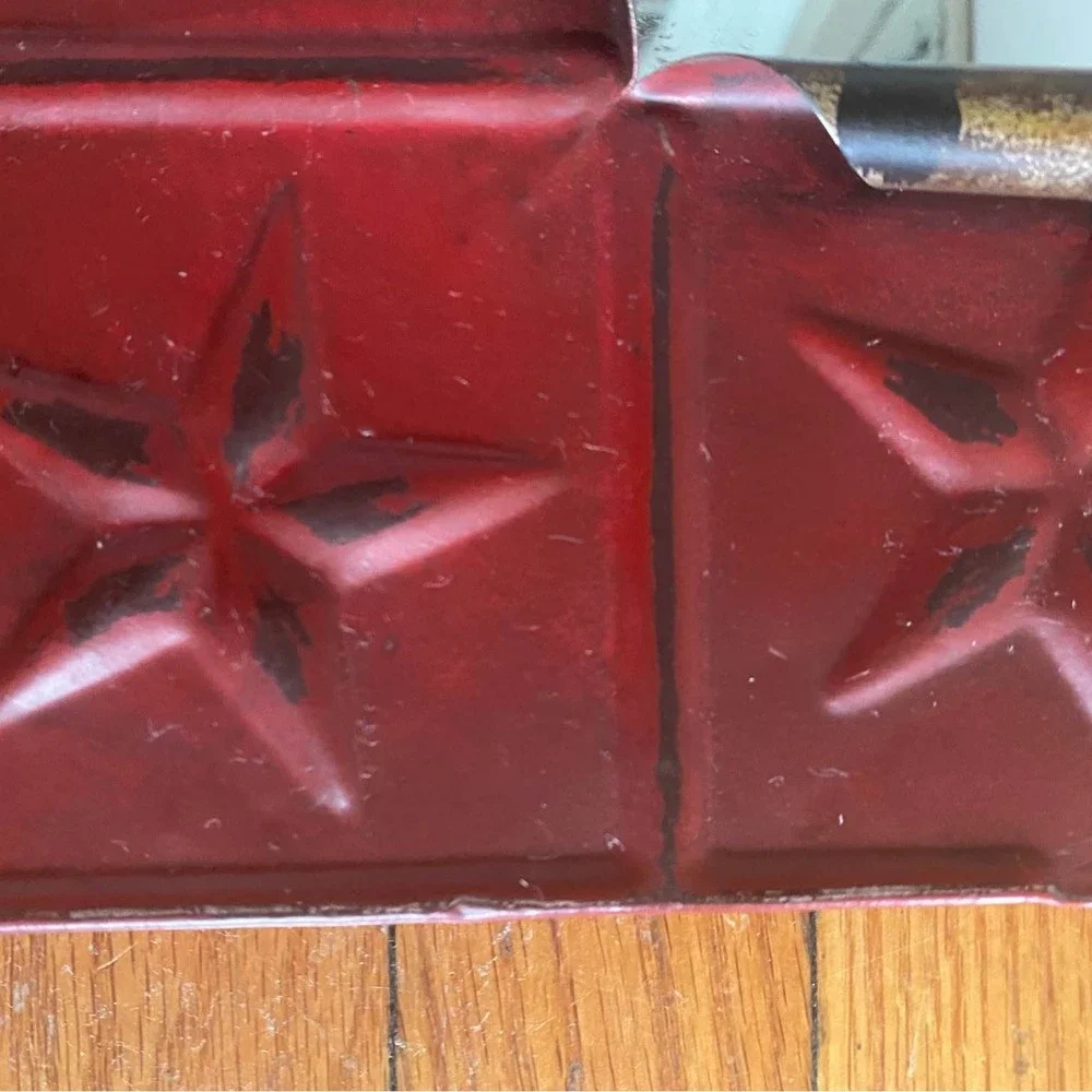 Red Distressed Look Square Star Mirror 12x12